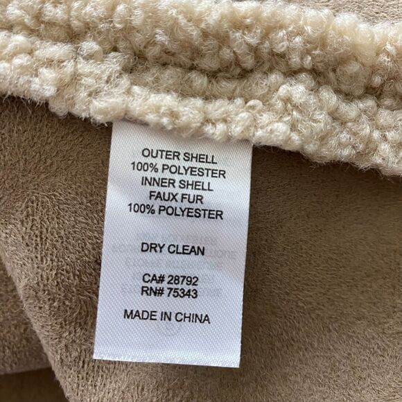 joie Sherpa Duffle Coat Jacket Women L Beige Shearling Faux Fur Boxy Barn Chore - Picture 9 of 12